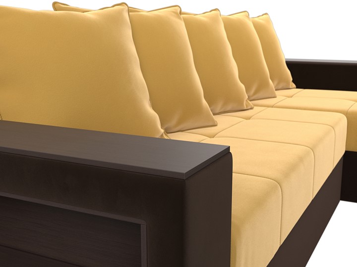 Угловой раскладной диван Дубай Лайт, Желтый/Коричневый (микровельвет) в Барнауле - изображение 8