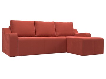 Угловой диван для гостиной Элида, Коралловый (микровельвет) в Барнауле - предосмотр