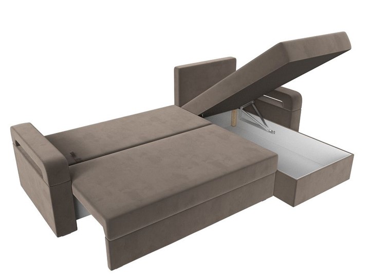 Угловой диван с оттоманкой Гермес Лайт, Коричневый (Велюр) в Барнауле - изображение 3