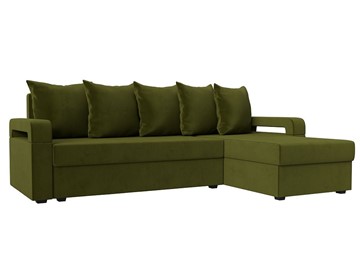Угловой диван с оттоманкой Гермес Лайт, Зеленый (Микровельвет) в Барнауле