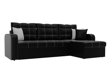 Угловой диван с оттоманкой Ливерпуль, Черный (экокожа) в Барнауле