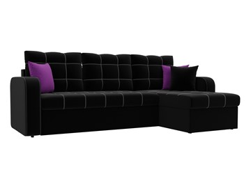 Угловой диван с оттоманкой Ливерпуль, Черный (микровельвет) в Барнауле