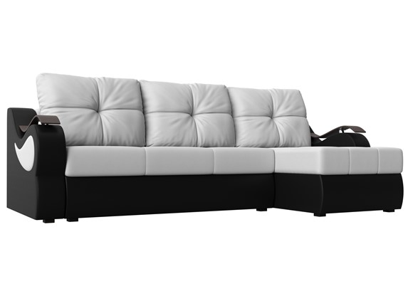Угловой диван Меркурий, Белый/черный (экокожа) в Барнауле - изображение