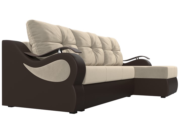 Угловой диван Меркурий, Бежевый/коричневый (вельвет/экокожа) в Барнауле - изображение 2