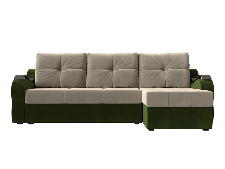 Угловой диван Меркурий, Бежевый/зеленый (вельвет) в Барнауле - изображение 1
