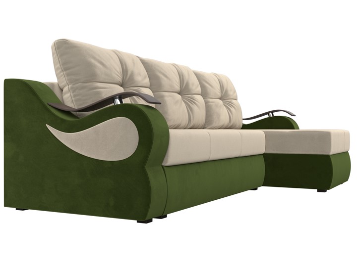 Угловой диван Меркурий, Бежевый/зеленый (вельвет) в Барнауле - изображение 2