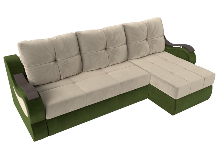 Угловой диван Меркурий, Бежевый/зеленый (вельвет) в Барнауле - изображение 4