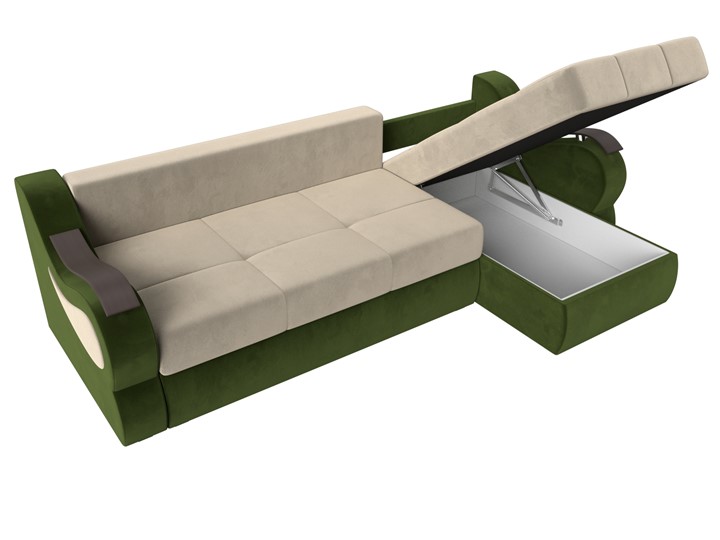 Угловой диван Меркурий, Бежевый/зеленый (вельвет) в Барнауле - изображение 6