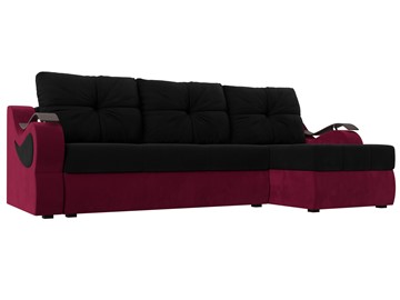 Угловой раскладной диван Меркурий, Черный/Бордовый (микровельвет) в Барнауле