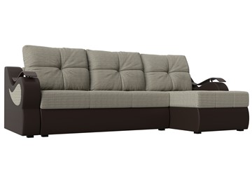 Угловой диван Меркурий, Корфу 02 (рогожка)/коричневый (экокожа) в Барнауле