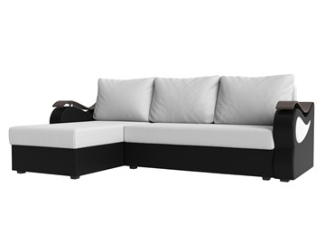 Угловой раскладной диван Меркурий Лайт, Белый/Черный (экокожа) в Барнауле