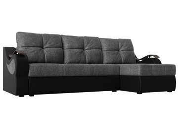Угловой диван Меркурий, Серый/черный (рогожка/экокожа) в Барнауле
