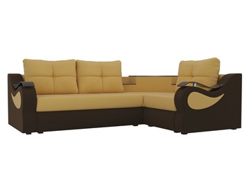 Угловой диван для гостиной Митчелл, Желтый/Коричневый (микровельвет) в Барнауле