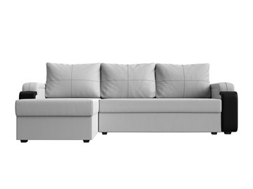 Угловой диван с оттоманкой Николь лайт, Белый/Черный (экокожа) в Барнауле - предосмотр 1