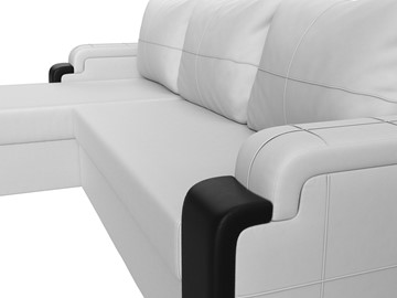Угловой диван с оттоманкой Николь лайт, Белый/Черный (экокожа) в Барнауле - предосмотр 3