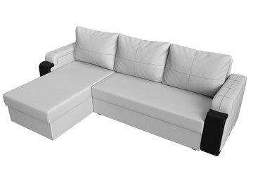 Угловой диван с оттоманкой Николь лайт, Белый/Черный (экокожа) в Барнауле - предосмотр 4
