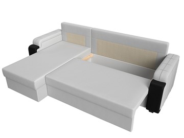 Угловой диван с оттоманкой Николь лайт, Белый/Черный (экокожа) в Барнауле - предосмотр 5
