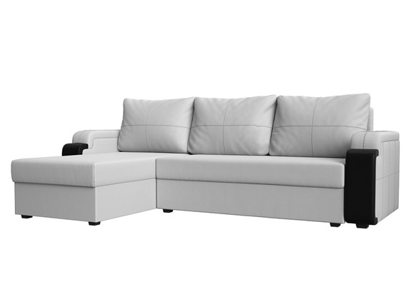 Угловой диван с оттоманкой Николь лайт, Белый/Черный (экокожа) в Барнауле - изображение
