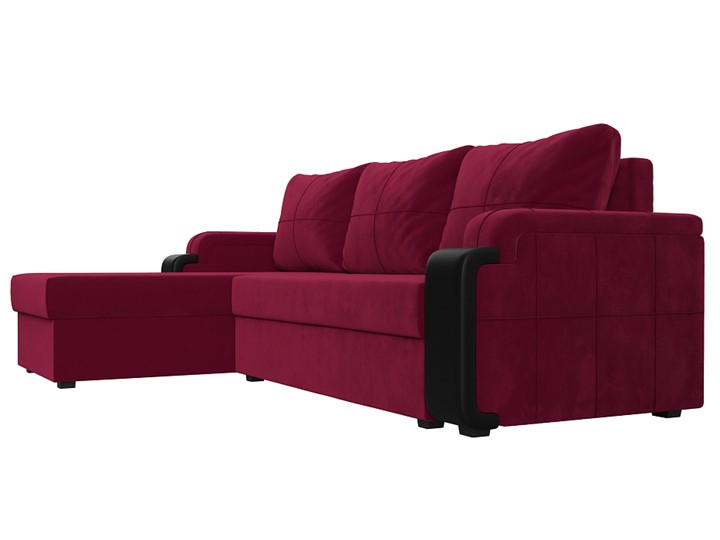 Угловой диван с оттоманкой Николь лайт, Бордовый/Черный (микровельвет/экокожа) в Барнауле - изображение 2