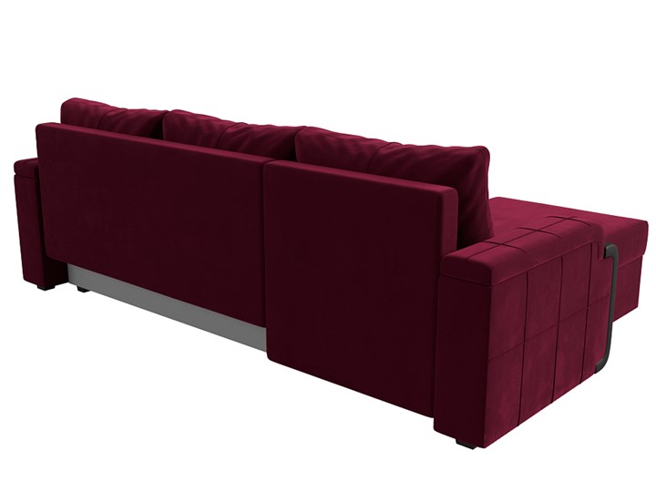 Угловой диван с оттоманкой Николь лайт, Бордовый/Черный (микровельвет/экокожа) в Барнауле - изображение 8