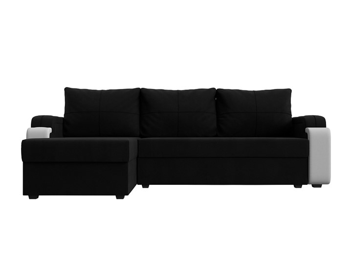 Угловой раскладной диван Николь лайт, Черный/Белый (микровельвет/экокожа) в Барнауле - изображение 1