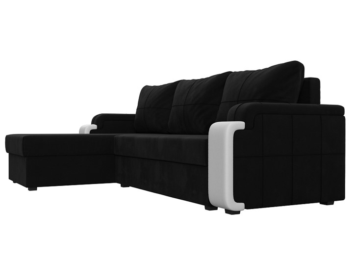 Угловой раскладной диван Николь лайт, Черный/Белый (микровельвет/экокожа) в Барнауле - изображение 2