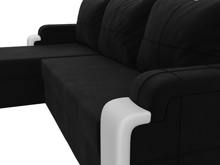 Угловой раскладной диван Николь лайт, Черный/Белый (микровельвет/экокожа) в Барнауле - изображение 3