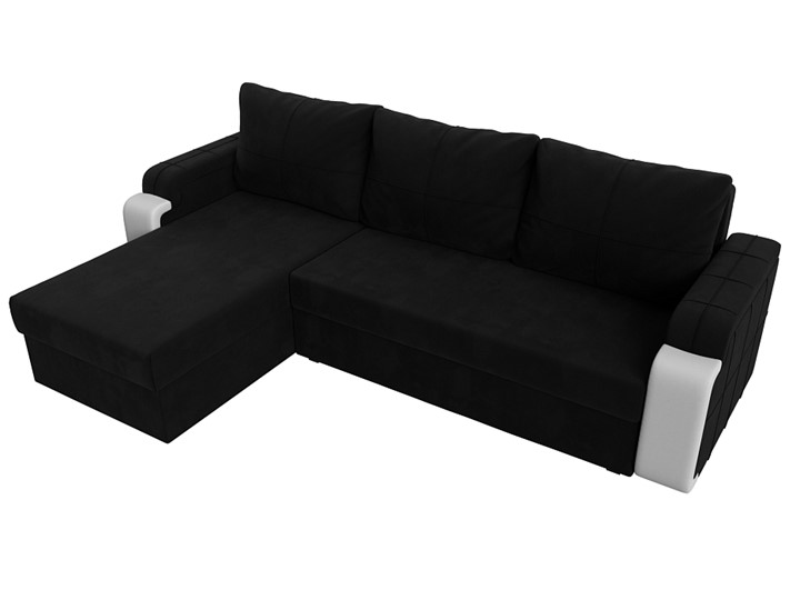 Угловой раскладной диван Николь лайт, Черный/Белый (микровельвет/экокожа) в Барнауле - изображение 4