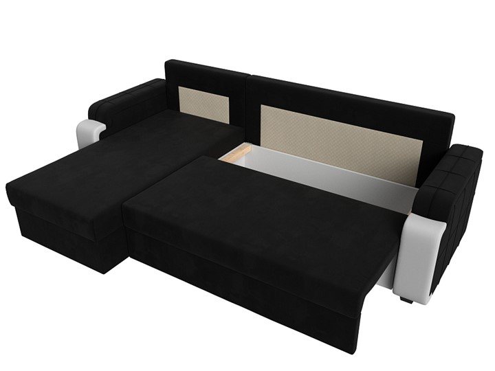 Угловой раскладной диван Николь лайт, Черный/Белый (микровельвет/экокожа) в Барнауле - изображение 5