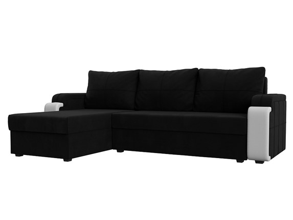 Угловой раскладной диван Николь лайт, Черный/Белый (микровельвет/экокожа) в Барнауле - изображение