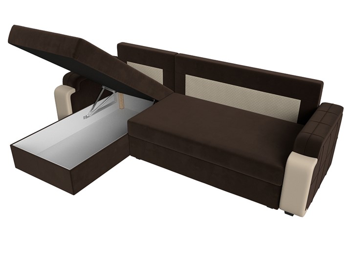 Угловой диван с оттоманкой Николь лайт, Коричневый/Бежевый (микровельвет/экокожа) в Барнауле - изображение 7