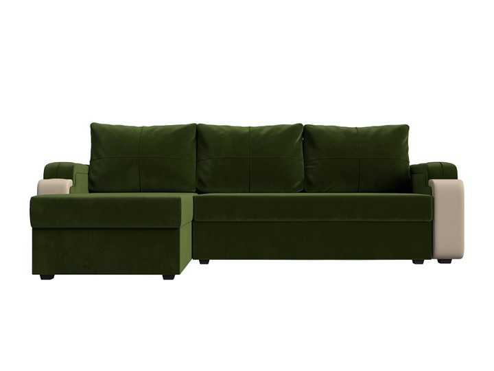 Угловой диван Николь лайт, Зеленый/Бежевый (микровельвет/экокожа) в Барнауле - изображение 1