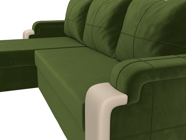 Угловой диван Николь лайт, Зеленый/Бежевый (микровельвет/экокожа) в Барнауле - изображение 3