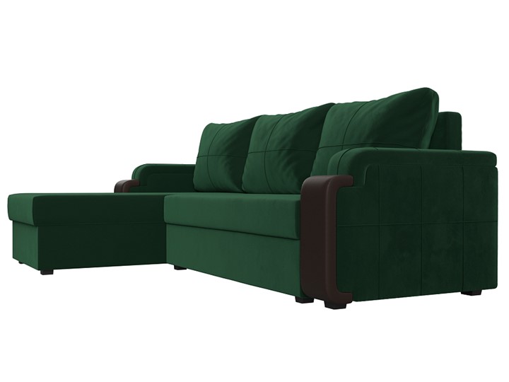 Угловой раскладной диван Николь лайт, Зеленый/Коричневый (велюр/экокожа) в Барнауле - изображение 2