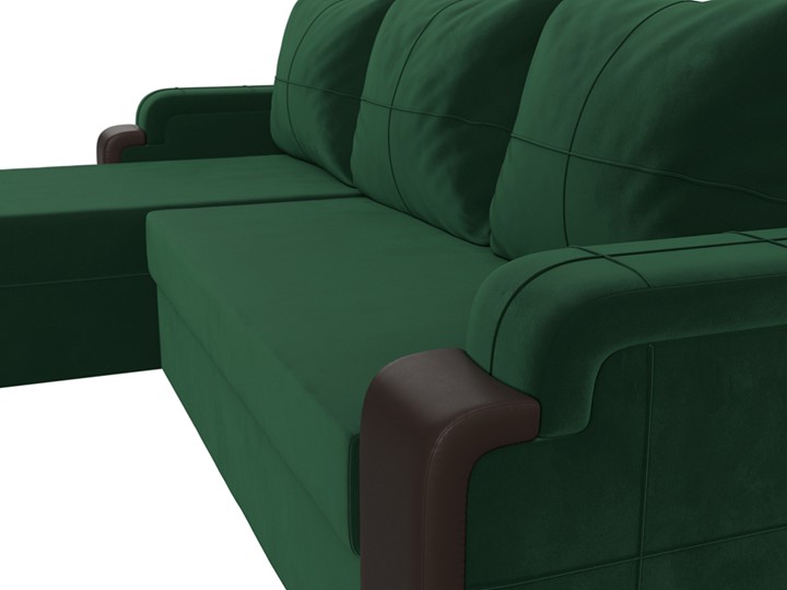 Угловой раскладной диван Николь лайт, Зеленый/Коричневый (велюр/экокожа) в Барнауле - изображение 3