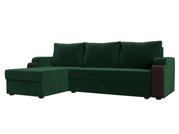 Угловой раскладной диван Николь лайт, Зеленый/Коричневый (велюр/экокожа) в Барнауле