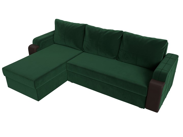 Угловой раскладной диван Николь лайт, Зеленый/Коричневый (велюр/экокожа) в Барнауле - изображение 4