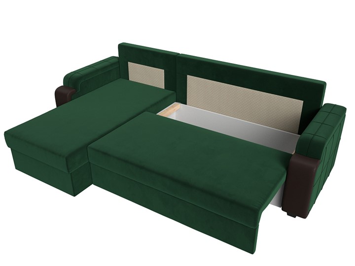 Угловой раскладной диван Николь лайт, Зеленый/Коричневый (велюр/экокожа) в Барнауле - изображение 5