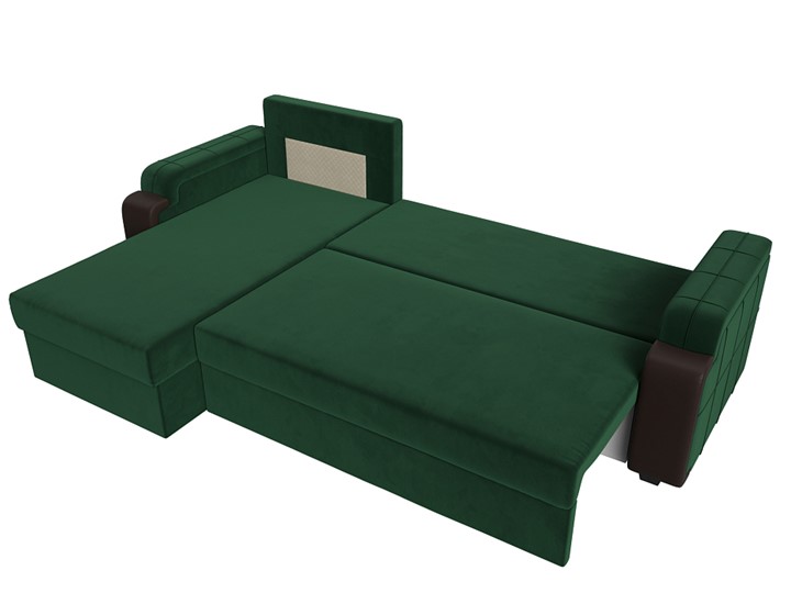 Угловой раскладной диван Николь лайт, Зеленый/Коричневый (велюр/экокожа) в Барнауле - изображение 6