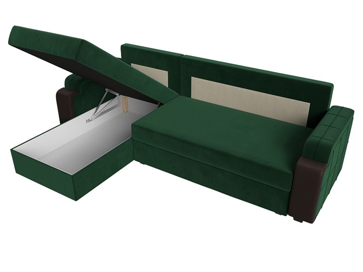 Угловой раскладной диван Николь лайт, Зеленый/Коричневый (велюр/экокожа) в Барнауле - изображение 7