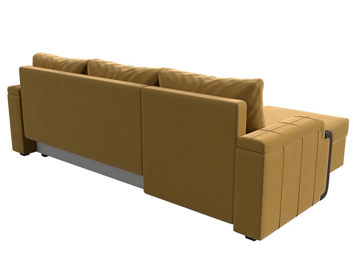 Угловой диван с оттоманкой Николь лайт, Желтый/Коричневый (микровельвет/экокожа) в Барнауле - изображение 8