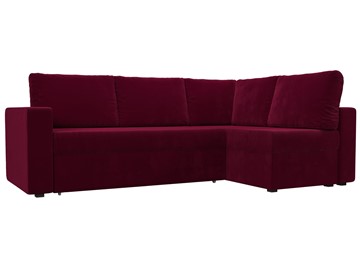 Угловой диван для гостиной Оливер, Бордовый (микровельвет) в Барнауле