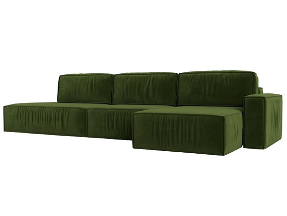 Угловой раскладной диван Прага Модерн лонг, Зеленый (микровельвет) в Барнауле - изображение