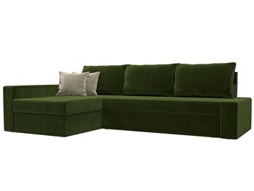 Угловой диван для гостиной Версаль, Зеленый/Бежевый (микровельвет) в Барнауле