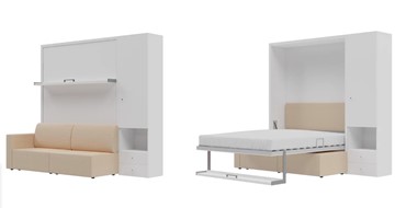 Шкаф-кровать трансформер Кровать-трансформер Smart (КД 1400+ШП), шкаф правый, левый подлокотник в Барнауле