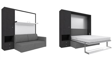 Подъемная кровать Кровать-трансформер Smart (ШЛ+КД 1400), шкаф левый, правый подлокотник в Барнауле