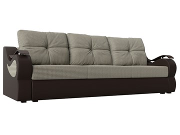 Прямой диван Меркурий еврокнижка, Корфу 02 (рогожка)/коричневый (экокожа) в Барнауле