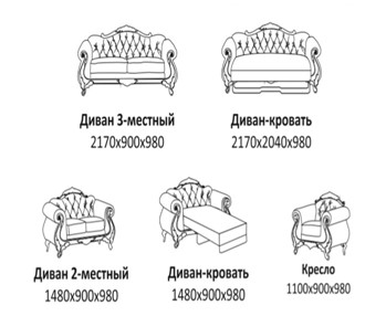 Малый диван Лувр X, ДМ2 в Барнауле - предосмотр 2