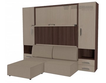 Кровать-шкаф трансформер Кровать-трансформер Smart (ШЛ+КД 1600+ШП+Пуф), 2 шкафа, без подлокотников в Барнауле