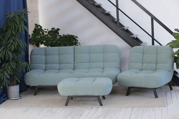 Комплект мебели Абри цвет мята кресло + диван + пуф опора металл в Барнауле